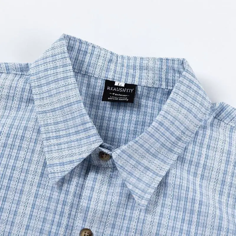Retro Plaid Cotton Polyester Blend Shirt Unisex-6