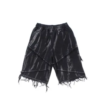 Dark Tie Dye Denim Loose Straight Shorts
