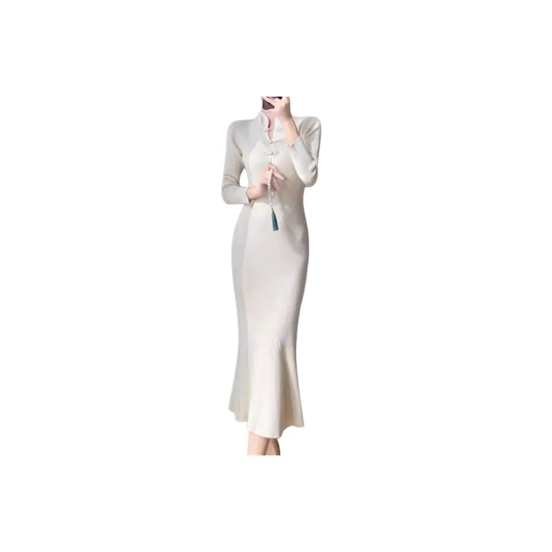Plain Retro Dress Women-3