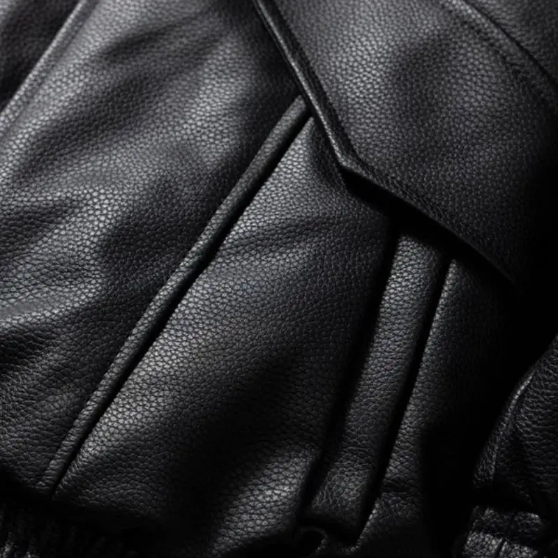 Retro Plain PU Leather Jacket-3