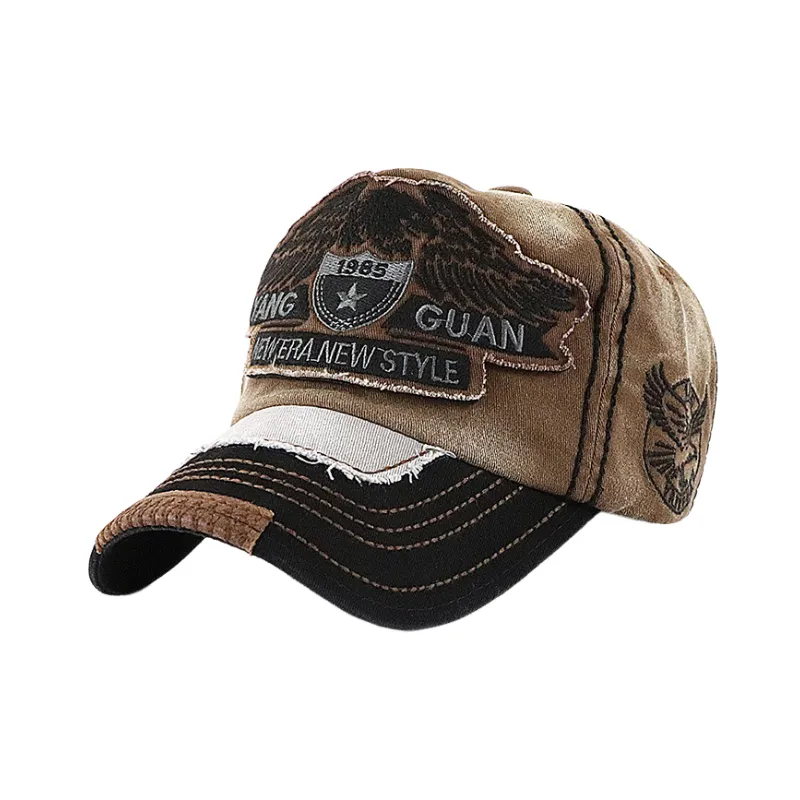 Embroidery Washed Peaked Cap-0