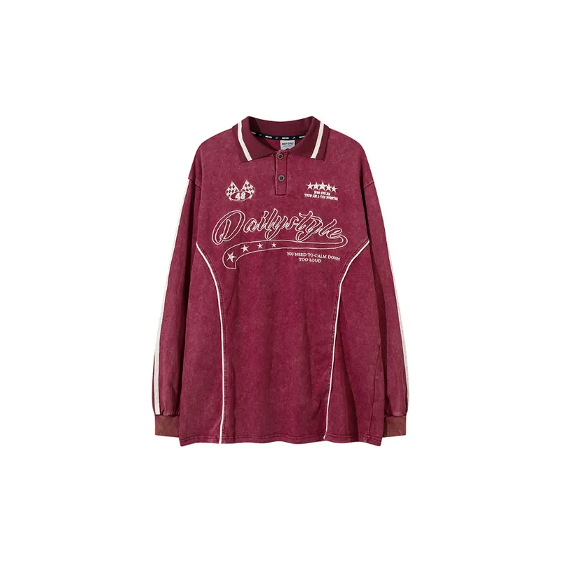 Retro Washed Embroidery Polo-0