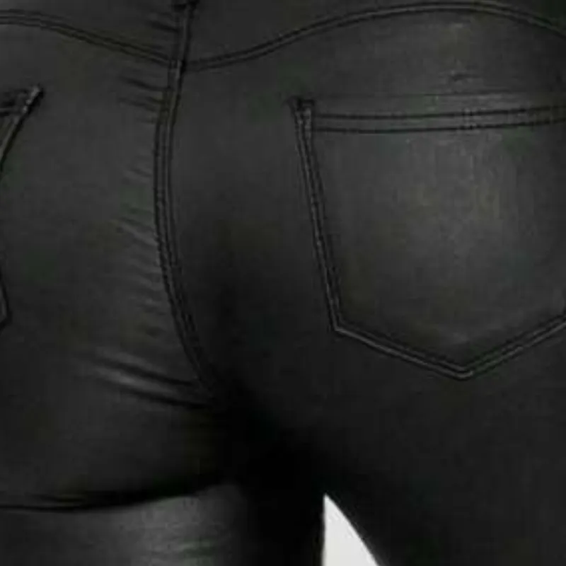 Fashionable Basics Polyester Leather Pants Women-3