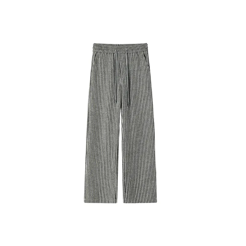 Fashionable Striped Cotton Blended Fabric Casual Pants-0