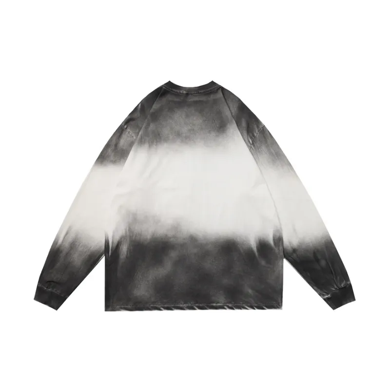 Retro Old Long Sleeved Gradient T Shirt-3