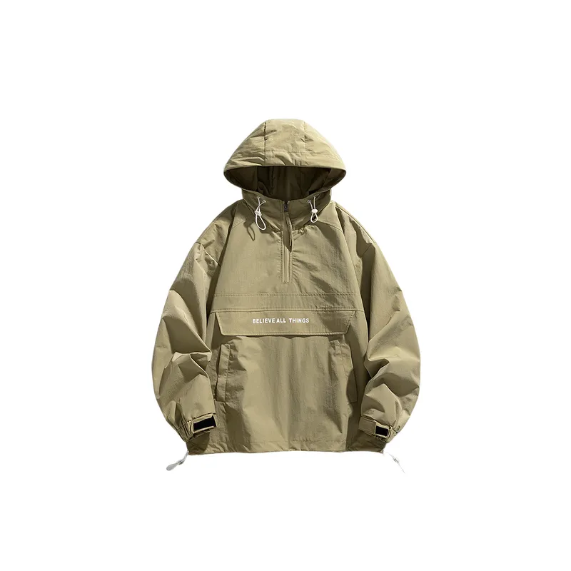 Retro Loose Blended Synthetic Fabrics Outdoor Jacket-4