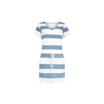 Simple Loose Imitation Cotton Ribbed Fabric Dress Women