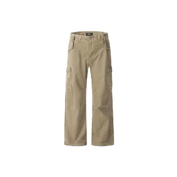 Retro Plain Twill Fabric Cargo Pants