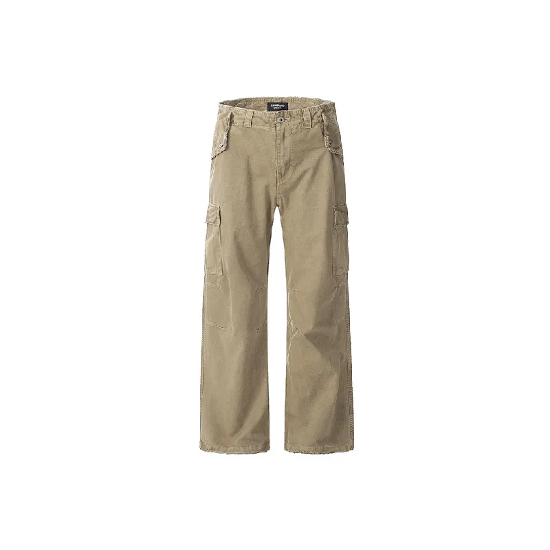 Retro Plain Twill Fabric Cargo Pants-0