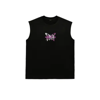 Butterfly Letter Print Sleeveless T Shirt