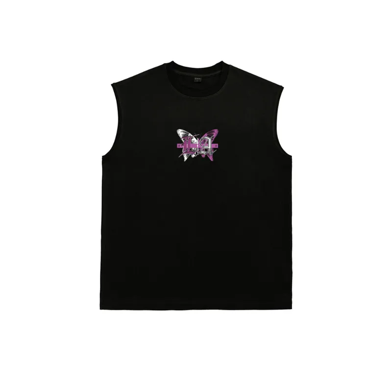 Butterfly Letter Print Sleeveless T Shirt-7