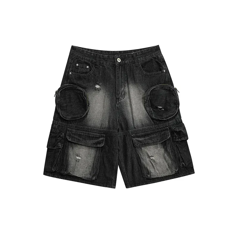 Washed Old White Denim Casual Shorts