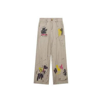 High Street Graffiti Letter Embroidered Pocket Decorative Jeans