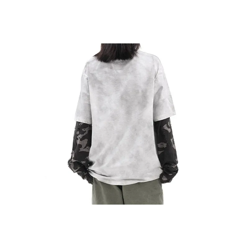 Casual Print Loose Long Sleeve T shirt-3
