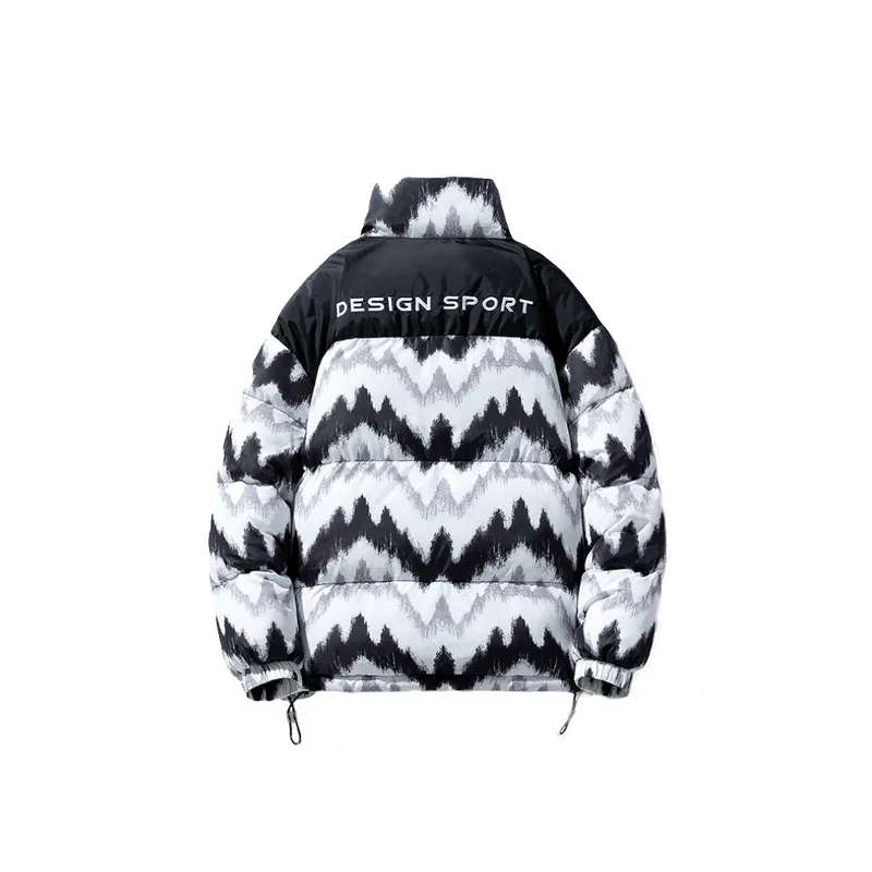 Fabric Snow Mountain Pattern Embroidered Vertical Collar Thickened Cotton Coat-5