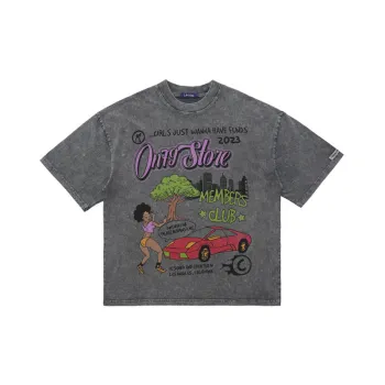 Cartoon Printed Short sleeved Loose Shoulder T shirt  Swag OOTD