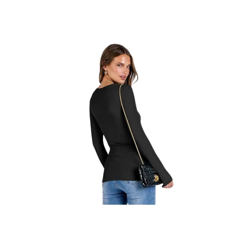 Casual Long Sleeve Polyester T Shirt Women-7