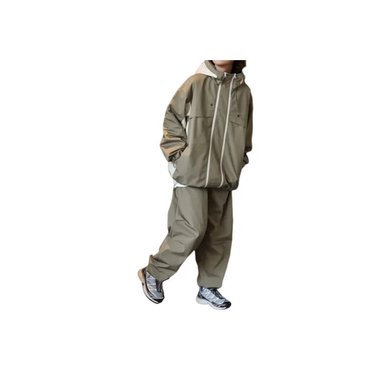 Windproof Stitching Contrast Color Hooded Jacket-7