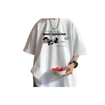 Vintage Red Trendy Print Loose Short sleeved T shirt
