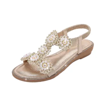 Flowers Pearls Beach Sandals