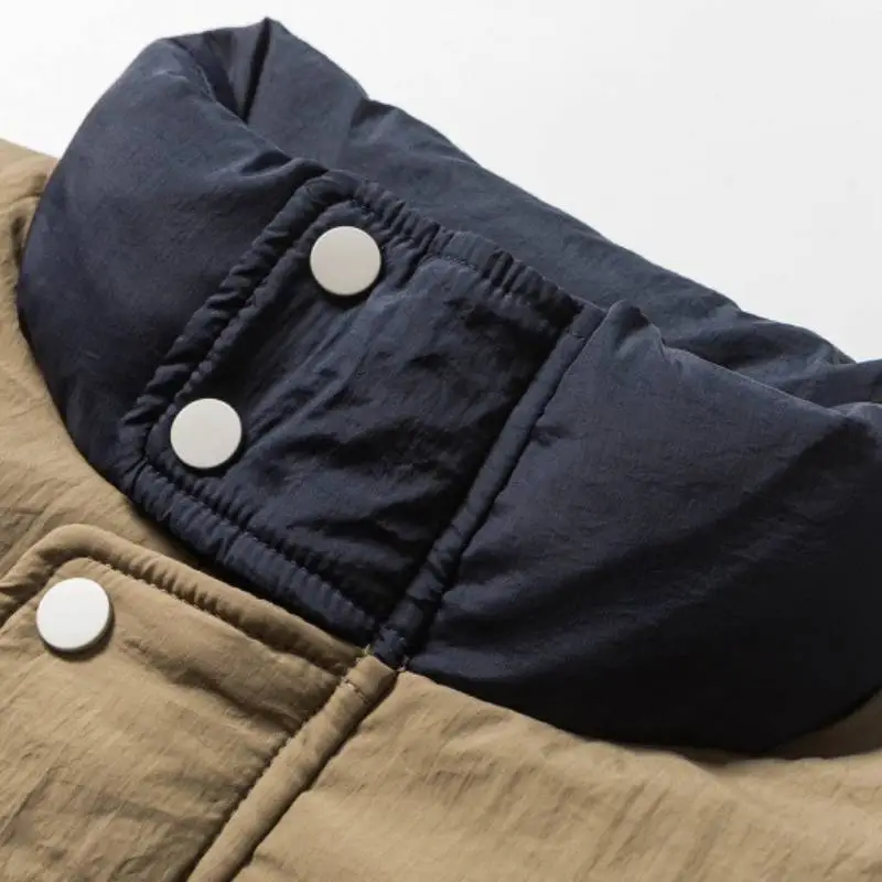 Street Color Matching Cotton Coat-4
