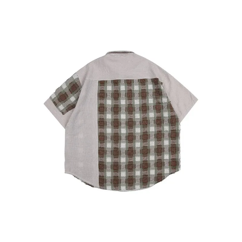 Contrast Plaid Striped Shirt-3