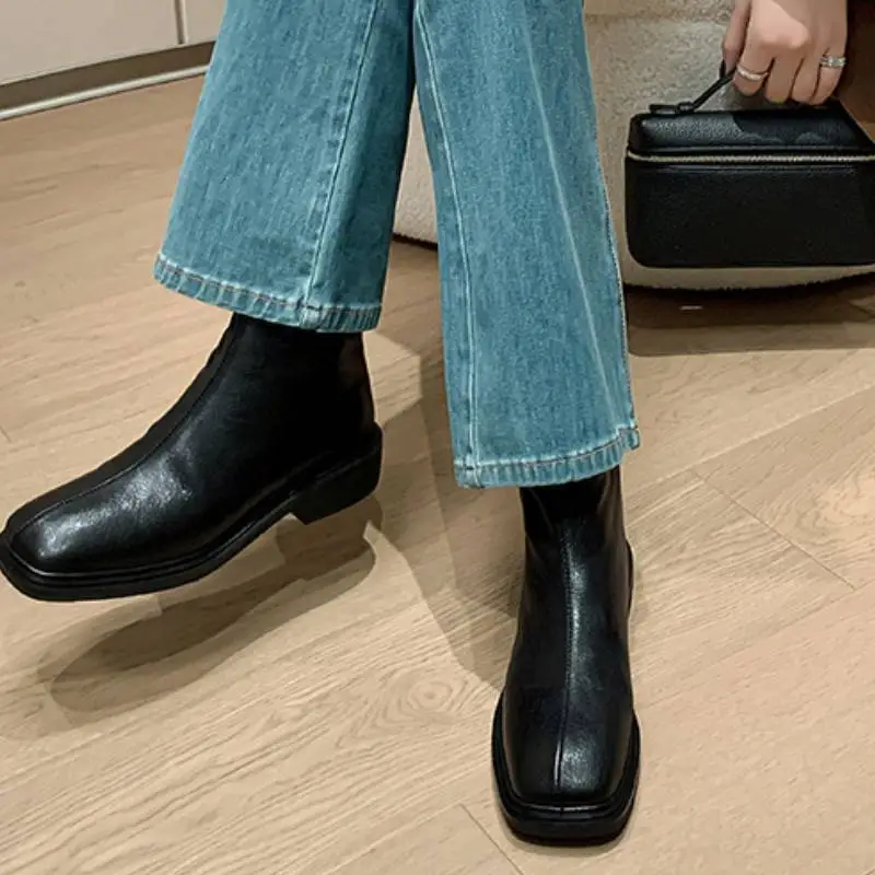Retro Zipper Ankle Boots-1