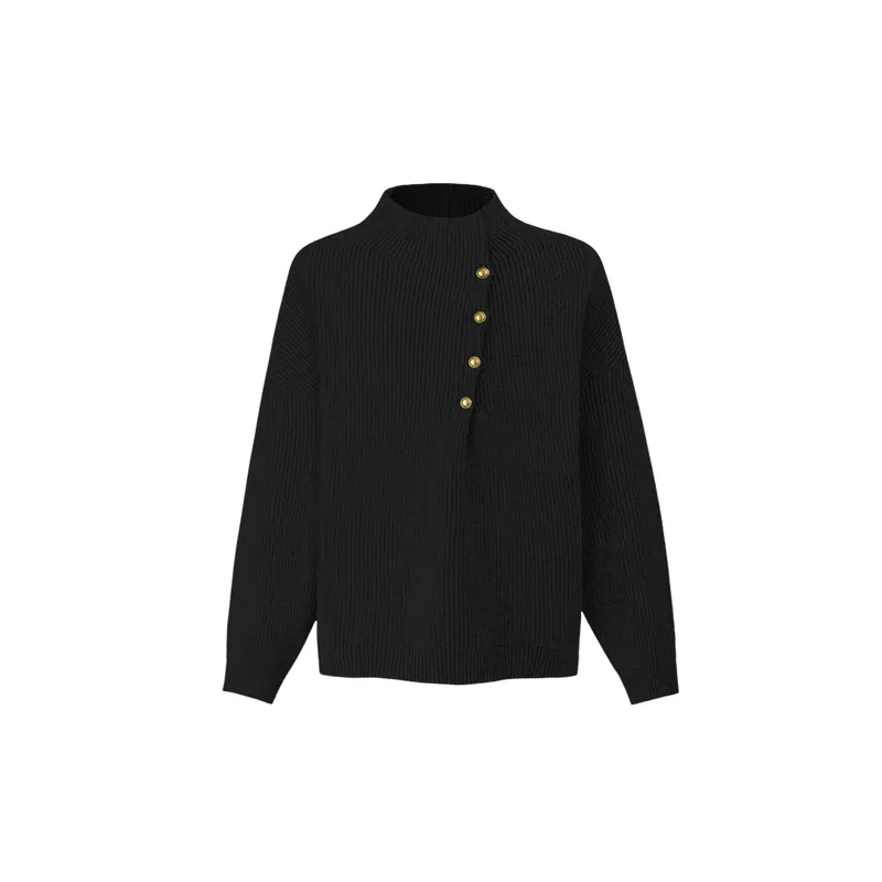 Simple Plain Blended Synthetic Fabrics Sweater-4