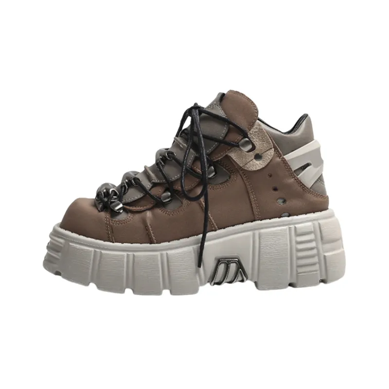 Retro Contrast Color Platform Shoes