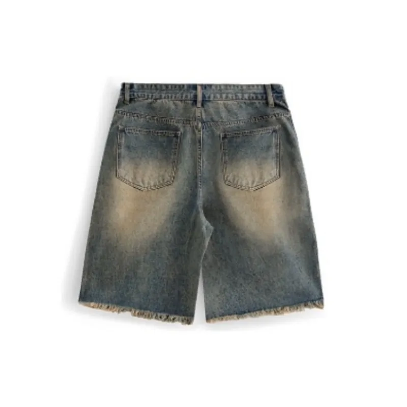 Hip Hop Street Striped Denim Shorts-1
