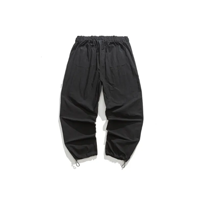Solid Color Letter Printed Casual Retro Foot Drawstring Pants-1