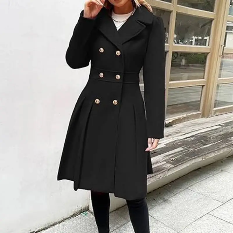 Casual Plain Polyester Coat Women-4