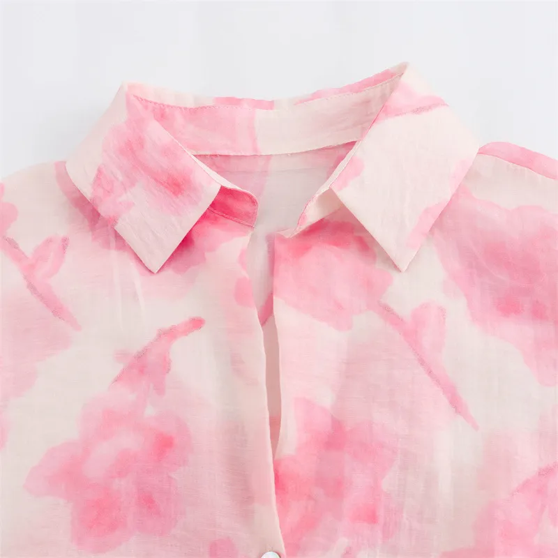 Casual Ditsy Flora Polyester Shirt Women-2