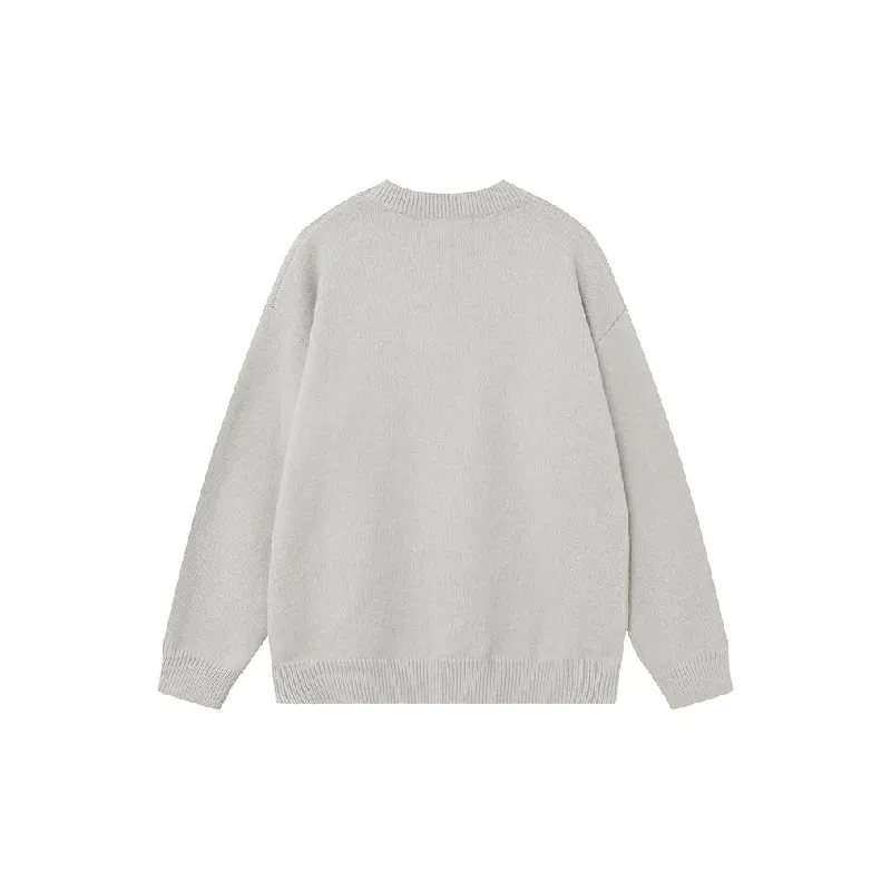 Retro Letter Cotton Blended Fabric Sweater-1