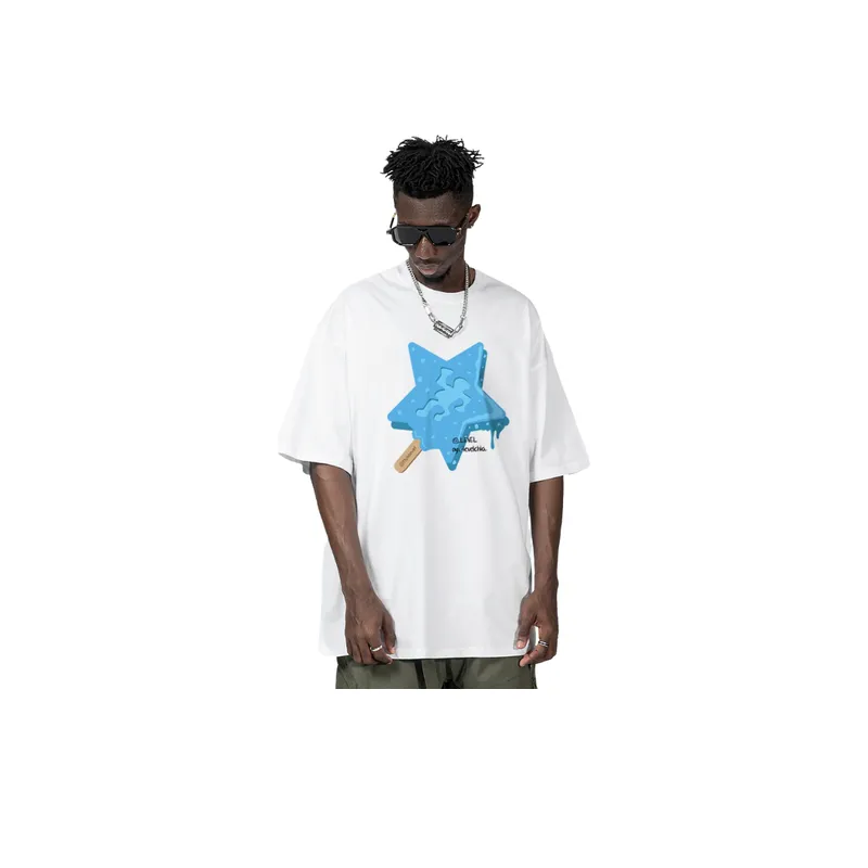 Tide Star Stick Printing Half Sleeve T shirt-11