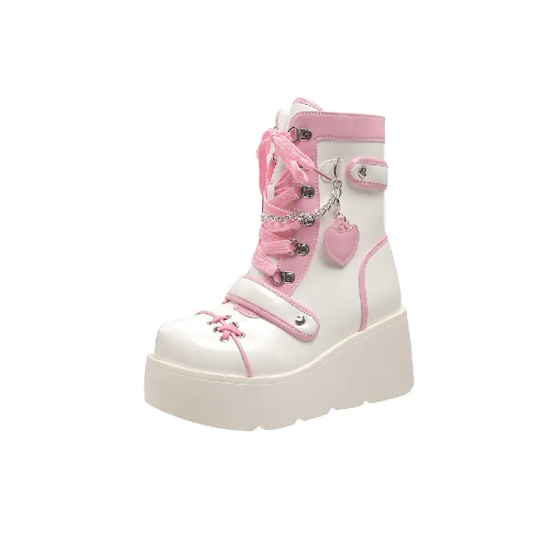 Contrast Color Cute Martin Boot-3