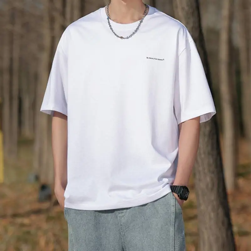Loose Plain Cotton T Shirt-1