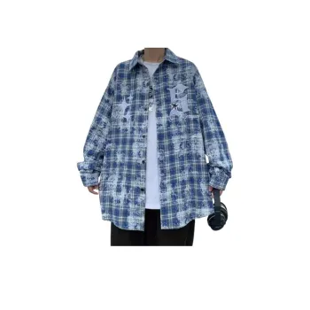 Retro Plaid Shirt   Trendy Hip Hop Style Loose Choice