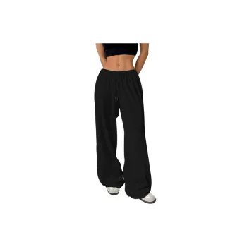 Fashion Loose Straight Wide Leg Polyester Sports Pants Women
