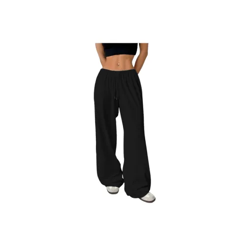 Fashion Loose Straight Wide Leg Polyester Sports Pants Women