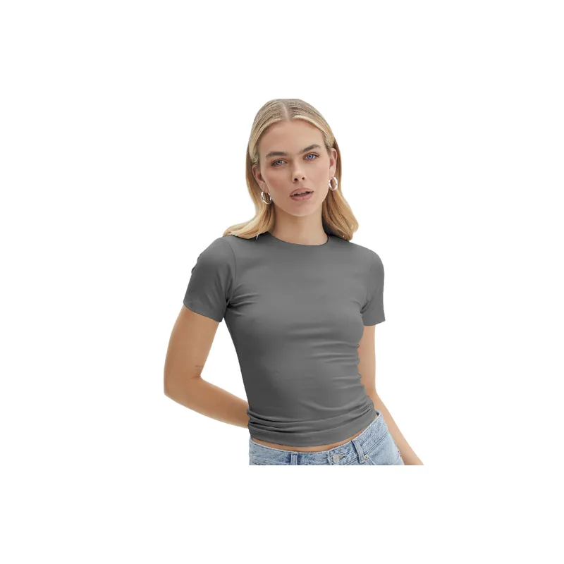 Fashionable Plain Naked Feel Single Sided Brushed Fabric T Shirt Women-10