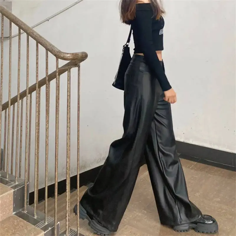 Casual Fashionable Leather Pants-1