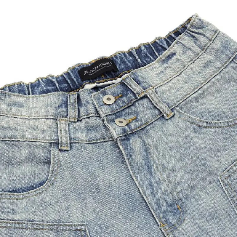 Trendy Washed Denim Shorts-3