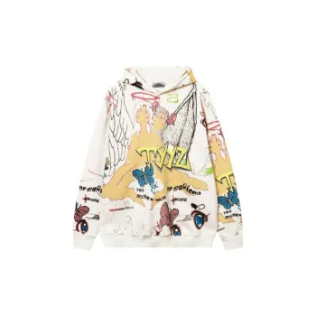 Street Fashion Brand Full Print Cartoon Graffiti Loose Hip Hop All Match Hoodie