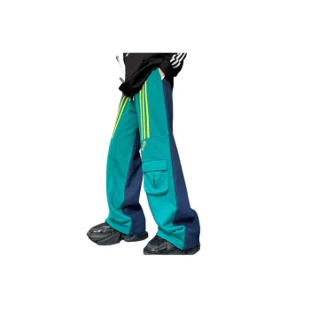 Retro Denim Patchwork Loose Sports Casual Trousers