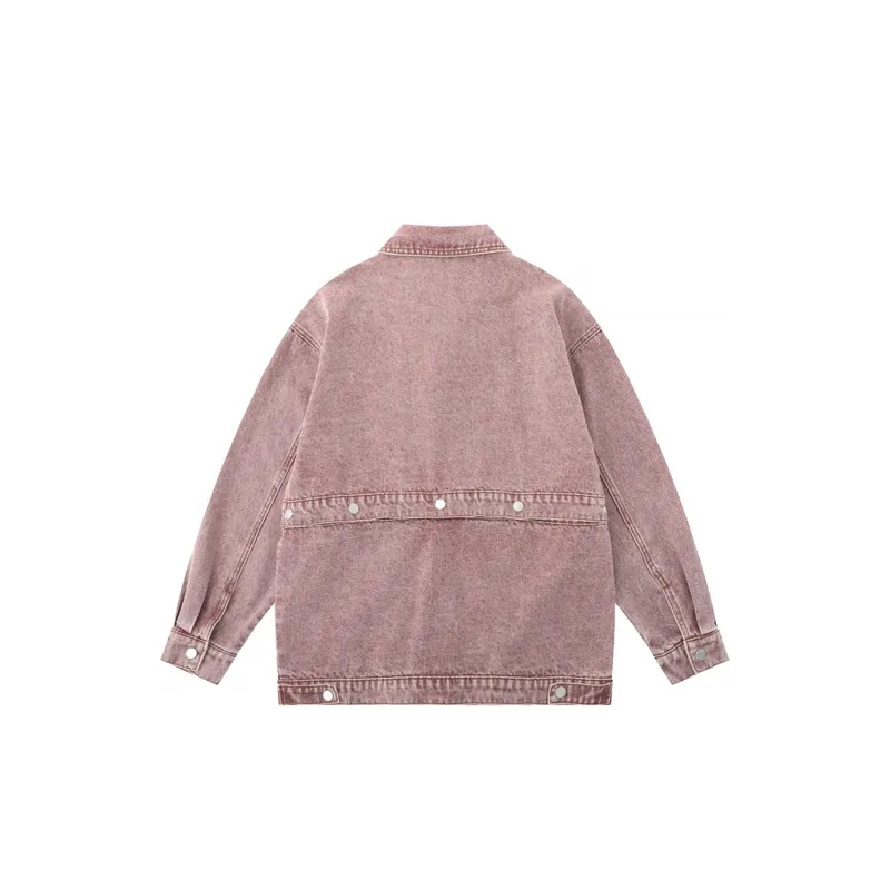 Retro Stitching Letter Star Embroidery Denim Jacket-1