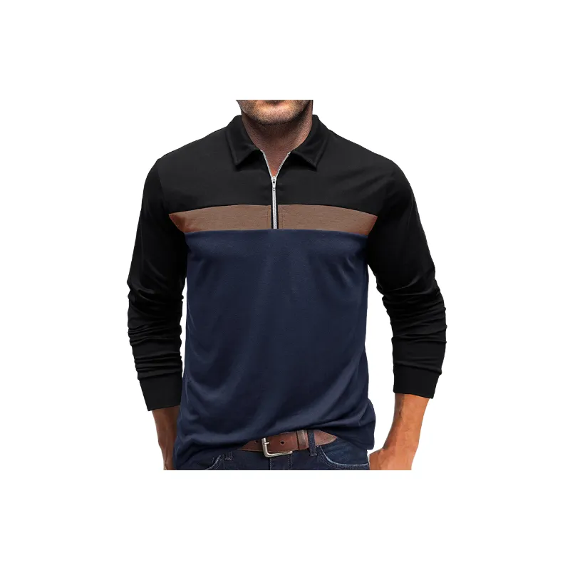 Casual Long Sleeve Cotton Blended Fabric Polo-3