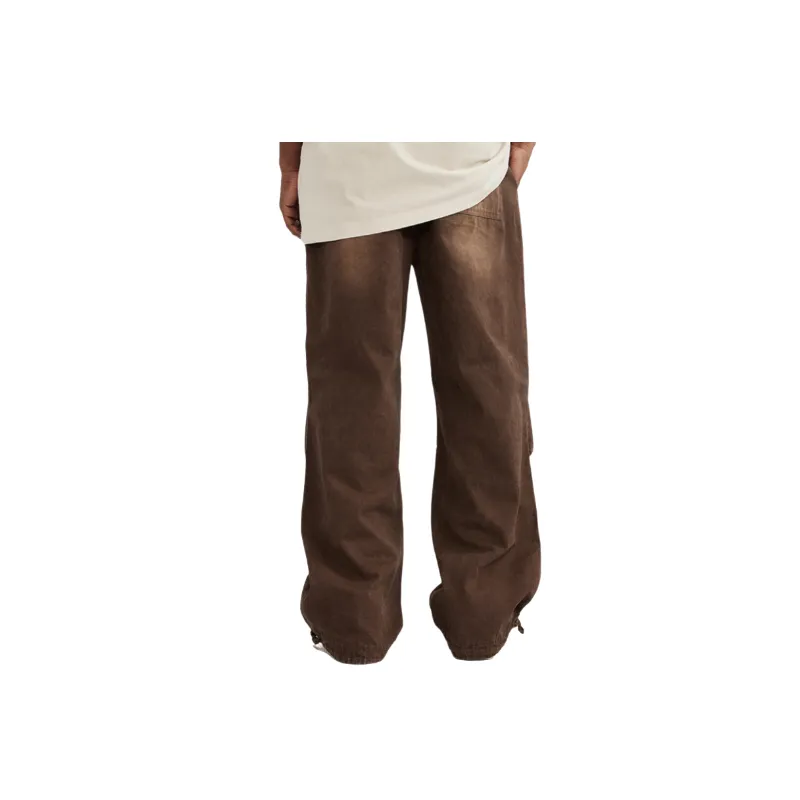 Washed Rope binding Foot Woven Logging Crowd Pants-7