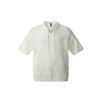 Fashionable Hollow Out Cotton Blended Fabric T Shirt