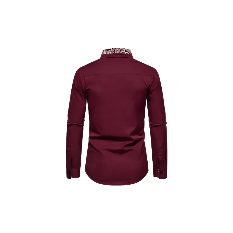 Fashionable Contrast Color Cotton Blended Fabric Shirt-2